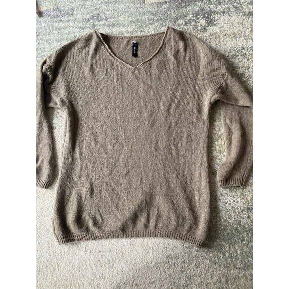 Venti6 V-Neck Brown/Tan Soft Lightweight Sweater Size Small Mohair Made in Italy - Picture 1 of 7